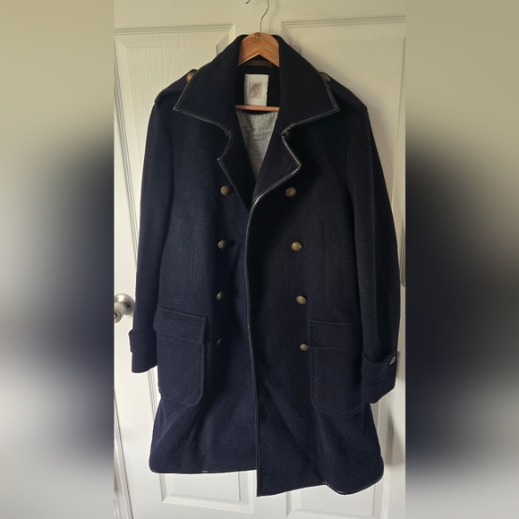 Cashmere Blend Navy Great Coat. Handmade In Italy. - Picture 1 of 14